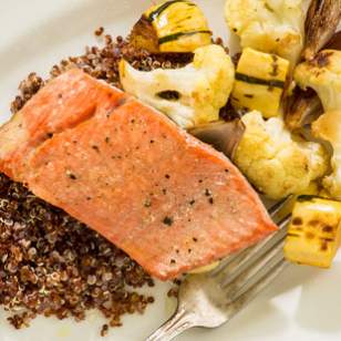 Salmon with Roasted Veggie and Quinoa