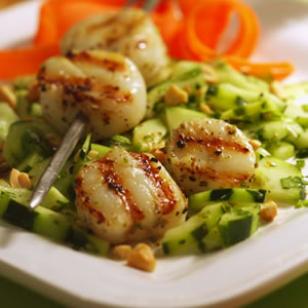 Chile-Crusted Scallops with Cucumber Salad